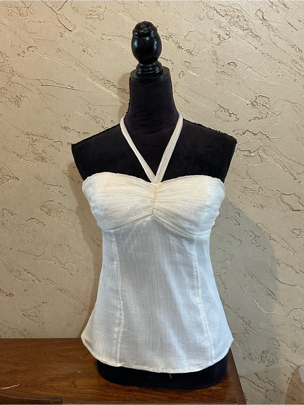 White House Black Market White/Cream Halter Top Size Small
